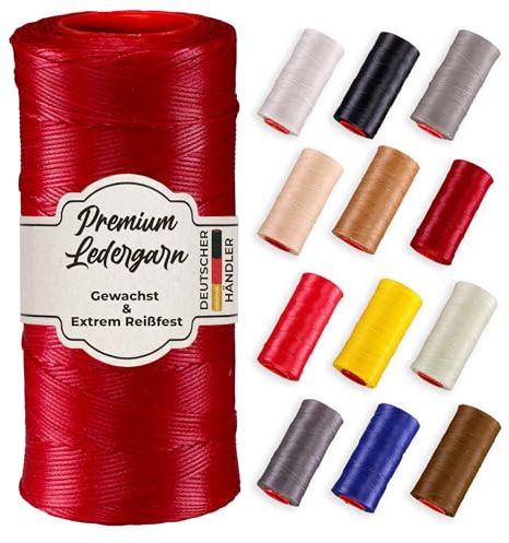 Langlauf Ledergarn gewachst 250m 0,8mm, bordeaux, Sattlergarn reißfest, DIY | Gewachstes Polyester Nähgarn für Leder, Polster, Autositze, Segeltuch und DIY, reißfest, UV-beständig, wetterfest und stabil