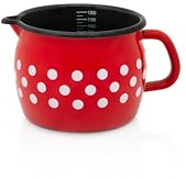 Metalac Milchtopf 12cm|1,3l, WEIßE PUNKTE, Emailliert, im Vintage Design