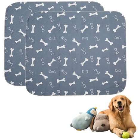 Geyecete Lot de 2 Tapis educateur pour Chien et Chiot,60x90cm Tapis propreté pour Animaux, lavables,Réutilisables,Super Absorbant, Pee Pad Anti-fuites,Antidérapants, alèse pour Chat et Chien-Gris