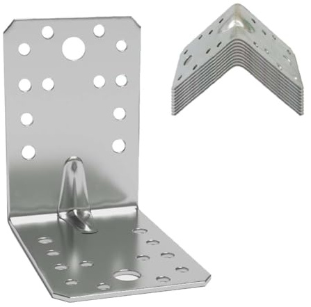 8 Pcs Corner Braces Brackets, Heavy Duty Angle Brackets, 90x90x65mm | 2mm Thick, Metal Steel Galvanised, L Shaped Bracket for Fixing and Repairing Cabinets Furniture, DIY Projects