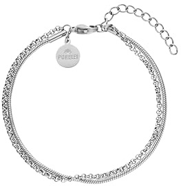Purelei Timeless Armband – doppelreihig mit unterschiedlichen Kettenstilen, wasserfest & verstellbar – Edelstahl, 14K vergoldet, 18K rosévergoldet oder silberfarben