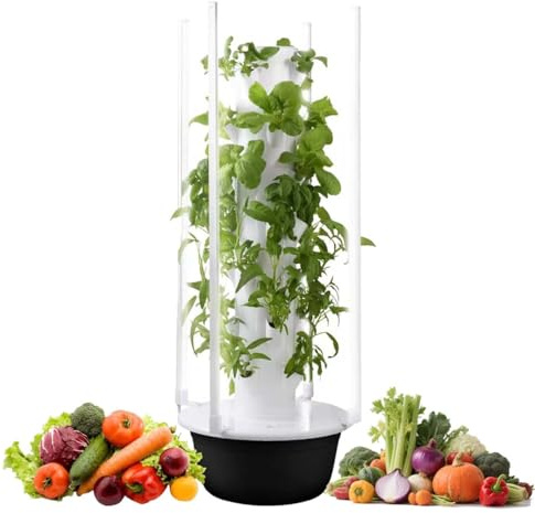 zhenmaster Orto idroponico Verticale 9 Strati con luci LED Spettro Completo, Pompa a Timer e Serbatoio 30L, Torre per Coltivare Fino a 36 Piante in casa, Balcone o Ristorante(36Holes+LED)