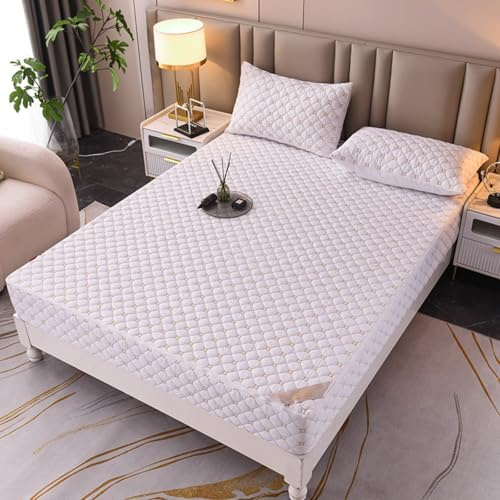 Morbuy Coprimaterasso Singolo Matrimoniale Impermeabile, Coprimaterasso Una Piazza e Mezza Antiacaro con Cerniera Morbida e Traspirante per Materassi Altezza 25cm (200x220+25cm,LA02 Bianco)