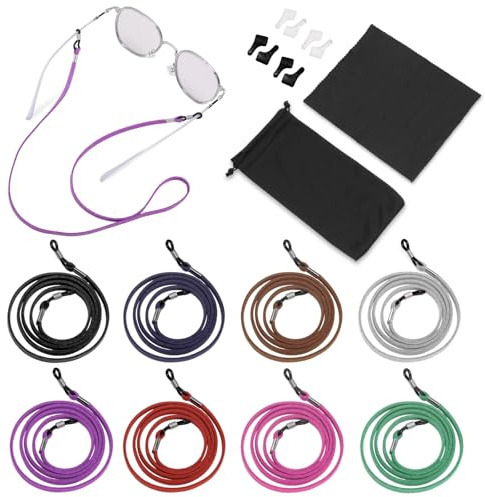 LUFFLOK 18 Pezzi Cordino per Occhiali Unisex, Catena Morbida per Occhiali, Lacci Sportivi per Occhiali, Laccetto da Antiscivolo per Occhiali da Sole per Uomo, Donna e Bambini (18 Pezzi)