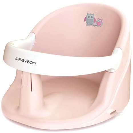 BABYLON Seggiolino Bagnetto Neonato Nemo – Seggiolino Bagnetto con 4 Ventose Antiscivolo, Supporto Bagnetto Neonato da 6 Mesi, Seggiolino per Doccia e Vasca, Rosa/Bianco