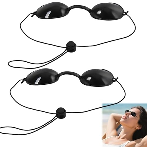 Maslasee 2 Paar Sonnenliegenbrillen, Schutzbrillen, transparentes Rotlicht, zum Bräunen, verstellbare UV-blockierende LED-Brille für Zuhause, Schönheitspflege