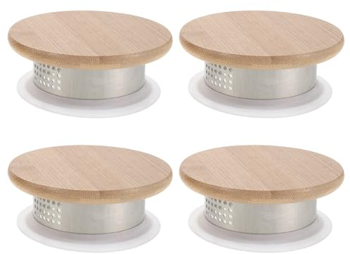 Veemoon Coperchio di Ricambio in Acciaio Inossidabile e Bambù per Brocca e Caraffa in Vetro Set 4 Pezzi Chiusura Sigillante Resistente a Temperature Elevate Ricambio per Tappo