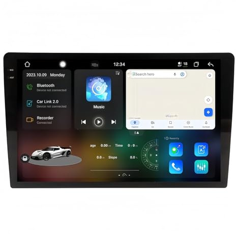 Tablette de Voiture Autoradio Android 13 9/10 2DIN, Lecteur multimédia avec écran CarPlay(7862S,12+256G_10 in)