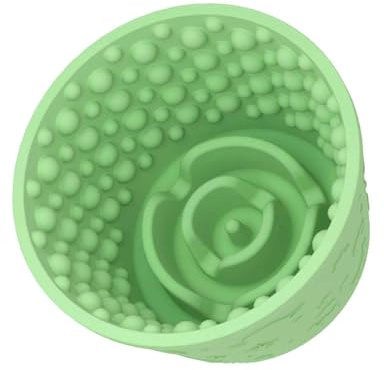 Dog Lick Bowl, Anxiety Relief Licking Mat, Green Freezer Treat Dispenser with Textured Surface (Green)
