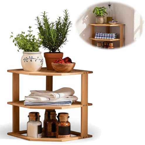 LS-LebenStil Küchenregal Eckregal Holz 27x25cm FSC - für Küche & Bad