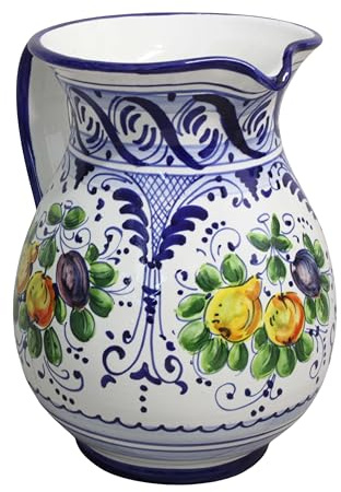 Ceramica Italiana, brocca Decorata a Mano Fruttina, Made in Italy