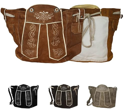 German Wear Trachtentaschen Damen Dirndl Taschen Original Trachten Ledertasche Bestickt Wildleder 29H x 28B x 14T cm