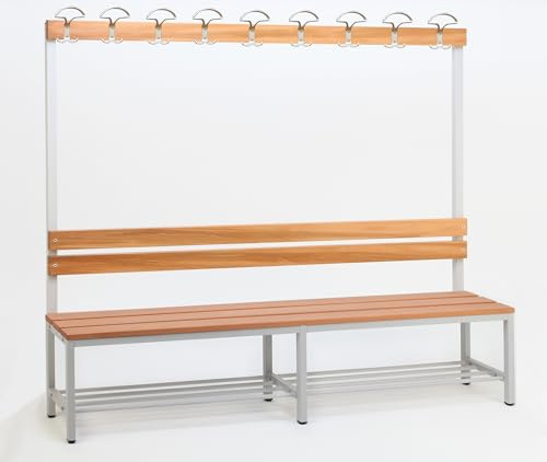 Szagato Garderobenbank mit Haken 1-seitig mit Schuhrost HxBxT 170x200x30 cm Marke Umkleidebank Umkleide Sitzbank Garderobe mit Sitzbank Bank für Garderobe Garderobe Kindergarderobe mit Sitzbank