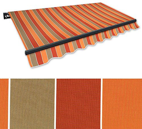 Jawoll Gelenkarm-Markise 5 x 3 m braun-Terracotta (Profilfarbe: Anthrazit) Sonnenschutz Alu Markise Schattenspender Sonnensegel