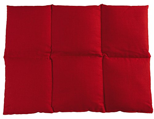 Coussin d'épeautre biologique - Coussin aux grains d'épeautre biologique - 40x30 6 compartiments - rouge- Coton Bio - Coussin thermique - Bouillotte sèche chaude ou froide