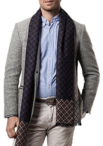 Langer Schal Winter Warm ¨¤ Fransen Langer Schal aus Kaschmir Imitat Dick ¨¤ Karos für Mann Geschenk 180 * 30cm Gelb