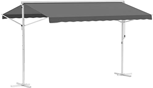 Outsunny Toldo de Pie Toldo de Jardín Toldo con Manivela Brazo Abatible Terraza Gris 4x3m