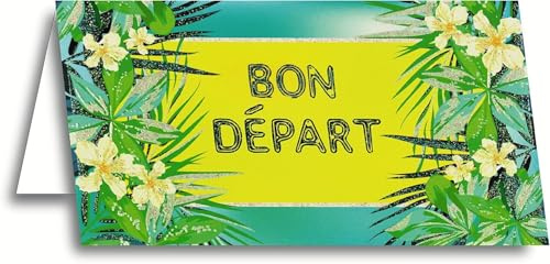 Afie 69-4220 Leaving Retirement Glitter Floral Leaf Nature Exotic Palm Tropical Lily Goodbye Greeting Card Starting Happiness Fashion Shiny Sparkle Glitter Greetings