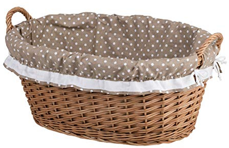 e-wicker24 Cesto Portabiancheria in Vimini Fatto a Mano Con Due Manici - Cesta Biancheria Portaoggetti Lavanderia - Cestino per Asciugamani Con Orlo