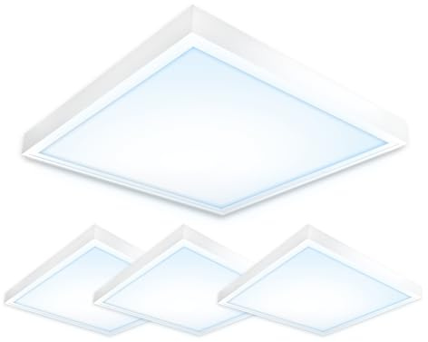 4x LED Panel 60x60cm Tageslichtweiß 6000K 40W Steck-Aufbaurahmen | 3400 Lumen Aluminium Deckenmontage Set