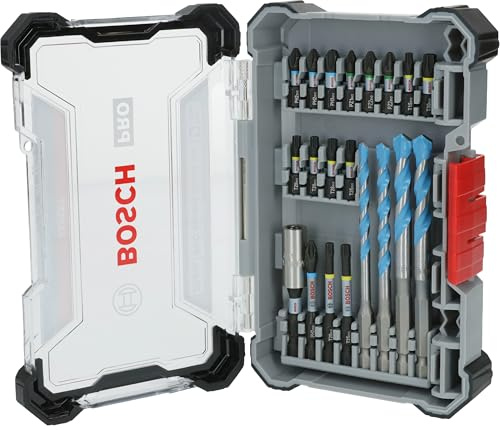 Bosch 20x PRO Impact Schrauberbits & Multi Construction Bohrer Set, 20-tlg. | für Beton, Weiche Fliesen, 200 x 107 mm, Professional Zubehör Schraubendreher, Bohrmaschine/Schrauber