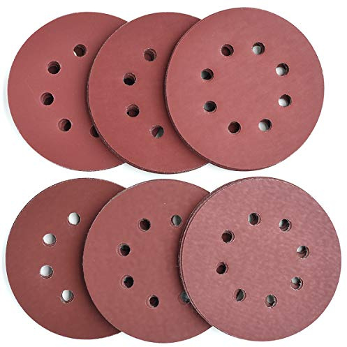 Aiyard 5-Inch 8-Hole Hook and Loop Sanding Discs, 600/800/1000/1200/1500/2000 Fine Grits Sandpaper for Random Orbit Sander, 60-Pack