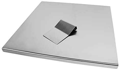 INOXLM BOX 2 PEZZI Tagliere/Spianatoia piano di lavoro con tarocco/spatola in Acciaio Inox Varie Misure per Cucina per Bar per Ristorante (50x50 Piega 2 cm)