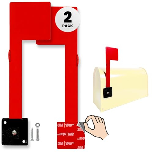 No Tools Needed Weather-Proof Mailbox Flag Replacement (Pack of 2) Strong Adhesive or Screws Red Flag for Mailboxes Outside – Two Installation Options