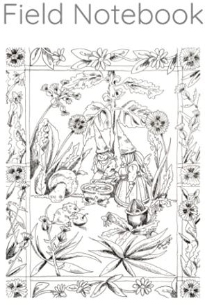 Field Book/Journal/notebook Mushroom Lady Gnome Scene: fun cute field book journal draw and write on lined and blank spaces for sketches on the go ... (Cute Field Notebooks: Fantasy covers)