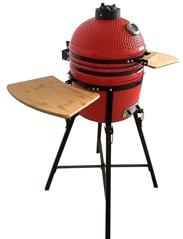 YNNI KAMADO TQ0015RGN Kamado sur pied avec chariot et tables d'appoint, gril, or rose, barbecue, céramique, œuf, fumoir, ensemble avec extras TQTT15RGN