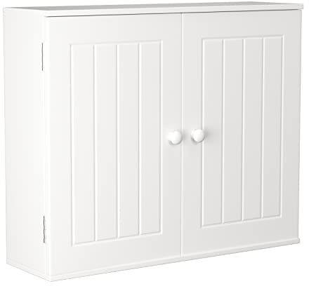 Lucn Badezimmer Hängeschrank, Platzsparender Aufbewahrungsschrank Küche Medizinschrank mit Verstellbarer Ablage, Aufbewahrungsschrank MDF Regale Waschtischunterschrank, Weiß
