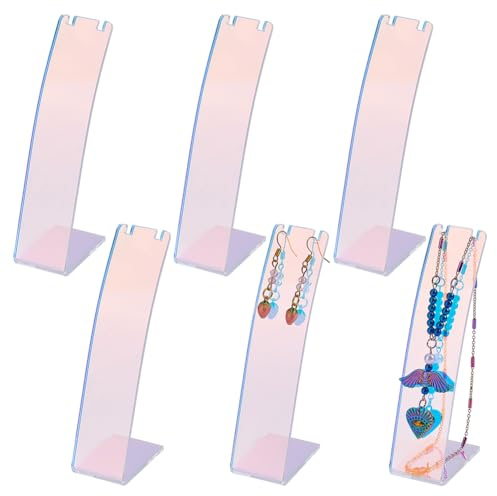 FINGERINSPIRE 6 Stück L Förmiger Acryl Ohrring Display Ständer Mini Halsketten Schrägrücken Display Halter Schillernde Ohrring Requisiten Acryl Schmuck Display Halter Für Halsketten Ketten Ohrstecker