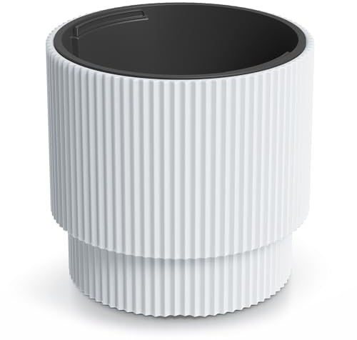 Prime Garden® RippleB Blumentopf Topf Blumenkübel Pflanzkübel aus Kunststoff mit Einsatz - Rund Wetterresistent Frostbeständig (Weiß, Ø30 x 28 cm)