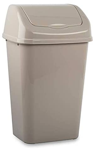 CABLEPELADO Papelera plastico basculante, Cubo basura basculante, Basura plástico tapa basculante, 47 cm altura x 28.5 cm ancho x 22.5 cm fondo, PP5 Plástico resistente, Capacidad 15 Litros (Beige)