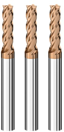 Cleqee 3 Stück Hartmetall Schaftfräser, 5mm Vierkantfräser, AlTiN-beschichtet, 4 Klingen CNC Spiral-Hartmetallbohrer, Klingenlänge 13mm x Gesamtlänge 50mm x Schaftdurchmesser 6mm für Metall Holz
