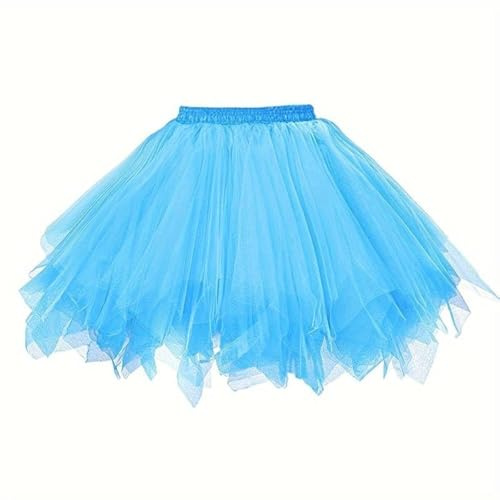 Boolavard Adulto Donna Anni '80 Gonna tutù a Strati Sottoveste in Tulle tutù di Halloween (IT, Testo, XXL, 3XL, Regular, Regular, Azzurro)
