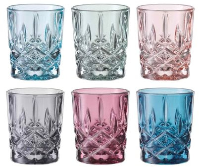 Nachtmann Stamper Mixed Colors 6er Set, Farbige Schnapsgläser, Kristallglas, 55 ml, Mint - Peach - Aqua - Vintage Blue - Berry - Smoke, Noblesse Fresh & Vintage, 105791/105792
