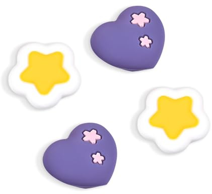 DLseego Thumb Grips for Switch/OLED/Lite Console,Kawaii Soft Anti-Slip Silicone Analog Joystick Caps Cover 4PCS Thumb Stick Caps for Switch Joycon,Purple+White