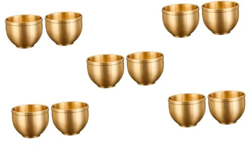 PRETYZOOM 10 Pezzi Tazza Ciotole Contenitori Tazze Di Sakè Ciotola D'oro Tazze Da Tè In Umido Stoviglie Antiche Servizio Da Tè Retrò Comoda Coppa Di Vino Coppa Antica Ottone