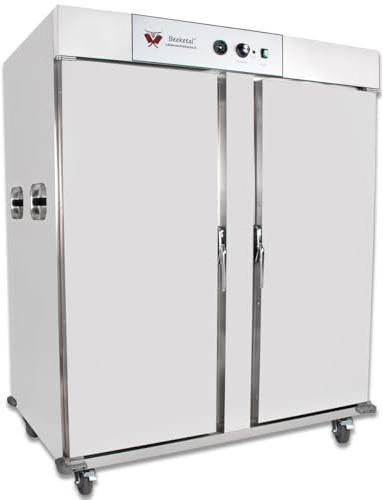 Beeketal 'BWHS-22' Gastro Wärmeschrank aus Edelstahl mit 22 Fächern, Transportgriffe, 360° Drehrollen mit 2x Feststellbremsen, Temperatur 30-110 °C, inkl. 22 Gitter (verchromt)