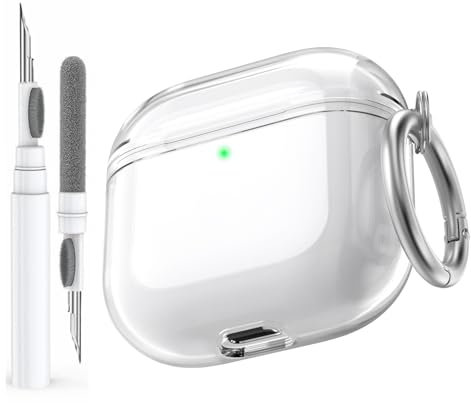 AhaStyle Clear Airpods 4 Custodia Cover con Kit di Pulizia Morbido TPU Pelle Protettiva Coperture Progettato per Apple AirPods 4a Generazione 2024 Supporto Custodia Ricarica USB-C e Ricarica Wireless