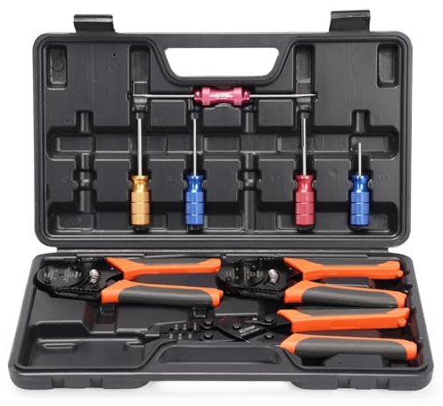 iCrimp KIT-DC02 Deutsch Connectors Crimping Tool Kit, Solid Barrel Terminal Crimper, Weather Pack Metri Pack Terminals Crimper and Plug Removal Tools Set