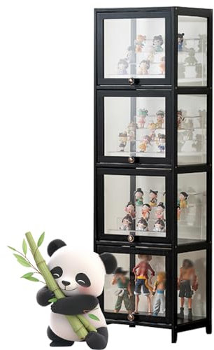 Ddasam Vitrine,sammlervitrine,Manga Regal,Großer Kapazität Klare Regal Vitrine,Glas Acryl vitrine,Holzvitrine,Glasvitrine für Bücher,Wein,Büro,Wohnzimmer,Küche140×30×33cm,Vitrine mit 4 Fächern