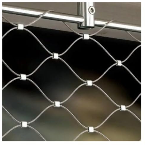 DTVEW Flexibles Edelstahl-Seilnetz, Beweglicher Begrenzungszaun Ohne Strom 10cm/2mm Höhenschutznetz, Zaundraht-Edelstahl-Seilnetz(2x4m/6.6x13.1ft)