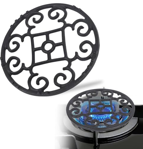 Lollanda Cast Iron Wok Rack, Gas Stove Stand, Gas Ring Reducer for Moka Pot Holder, Stovetop Trivets for Coffee Pot Moka Small Saucepan (Style 2)