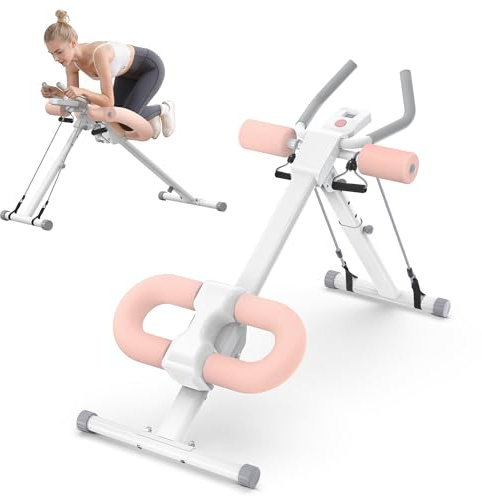 WARMOUNTS Bauchmuskelmaschine, Verstellbarer Bauchmuskeltrainer, Faltbare Core & Ab Workout Ausrüstung mit Knieschutzfunktion für Home Gym Fitness, Bauchtrainer Maschine für Damen & Herren