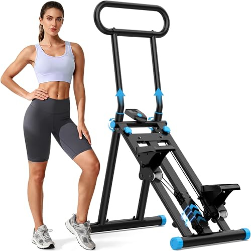 HXD-ERGO Stepper d’Escalier Pliable Fitness 2026, Appareil Cardio Maison Professionnel avec Guidon Réglable, Écran LCD, Machine d’Entraînement Complet du Corps Compacte