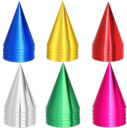 30Pcs Party Hats for Adults, Party Hats for Kids, Multicolor Paper Hat Metallic Foil Cone Hats, Party Hat for Adults and Kids, for Adults New Year Cones with Elastic String Christmas Photo Props