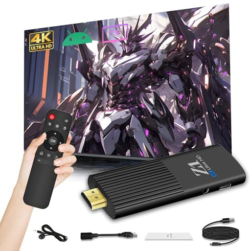 Z1 Android 10.0 TV-Stick, 4K HD Smart-Dongle für TV, H313 Quad-Core, 2,4 GHz + 5 GHz Dual-WiFi, Kompakt & Leistungsstark, Android 10.0 Internet-Kanal TV-Gerät für Zuhause/Reisen