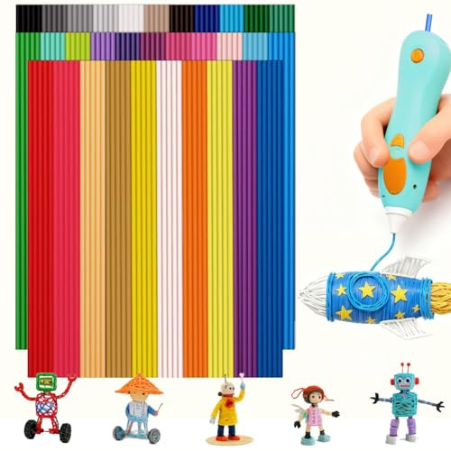 Neuytiky 260 Stück 32 Farben 3D Doodler Pen Nachfüllungen für 3Doodler Start+, 2,5 mm PCL 3D-Stift-Filament, niedrige Temperatur, sicher und einfach zu handhaben(260)